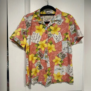 Marsh Landing Hawaiian Shirt Multicolor Floral Short Sleeve Women’s Small